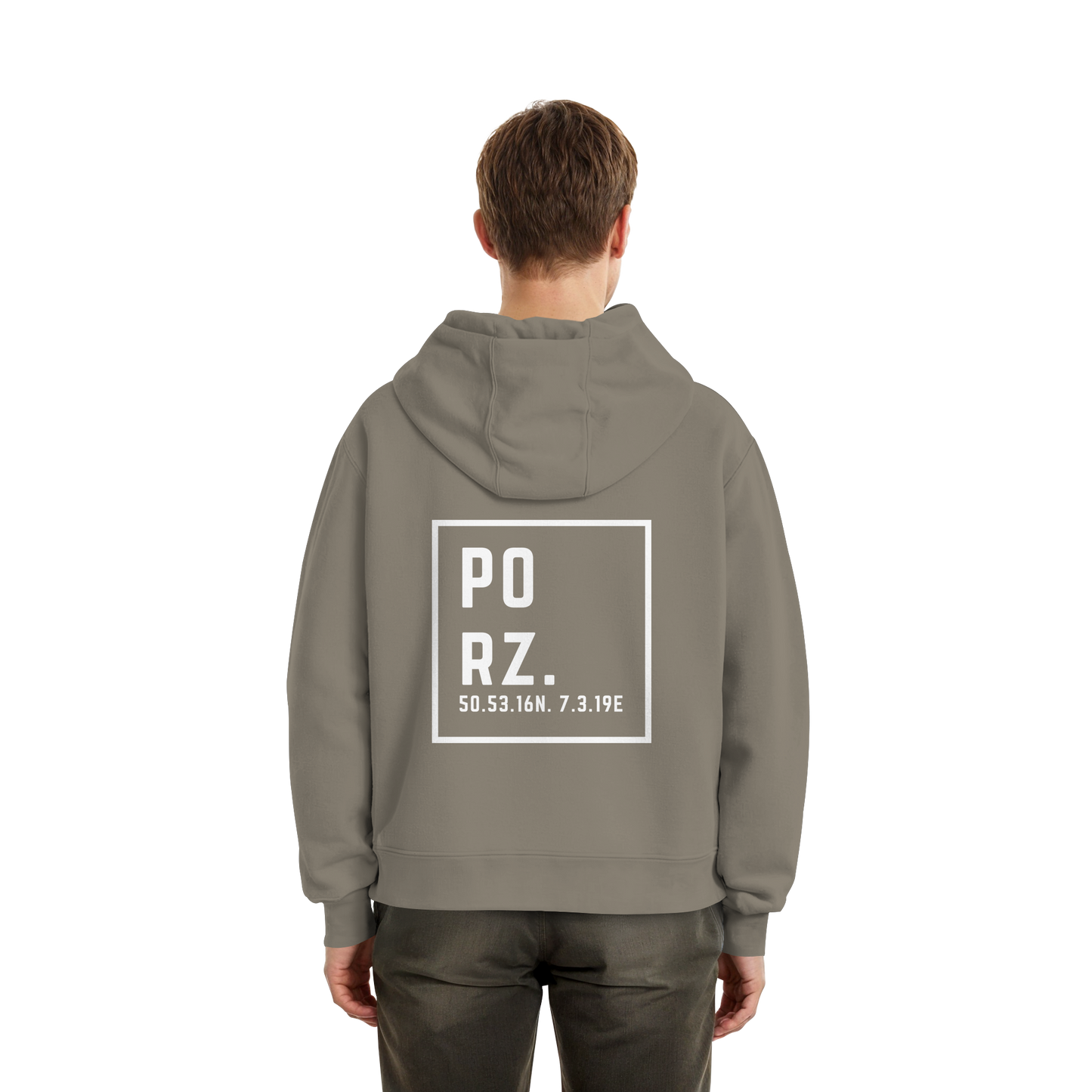 Porz Koordinaten (großer Druck Rücken) - Fluffy Boxcut Hoodie