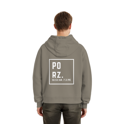 Porz Koordinaten (großer Druck Rücken) - Fluffy Boxcut Hoodie