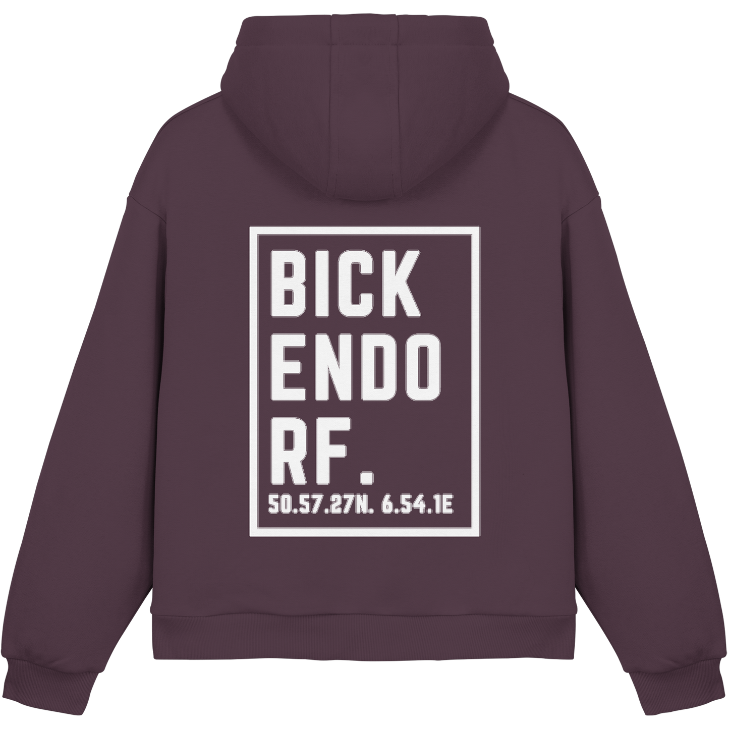Bickendorf Koordinaten (großer Druck auf dem Rücken) - Fluffy Boxcut Hoodie