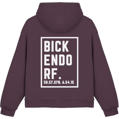 Bickendorf Koordinaten (großer Druck auf dem Rücken) - Fluffy Boxcut Hoodie
