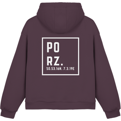 Porz Koordinaten (großer Druck Rücken) - Fluffy Boxcut Hoodie