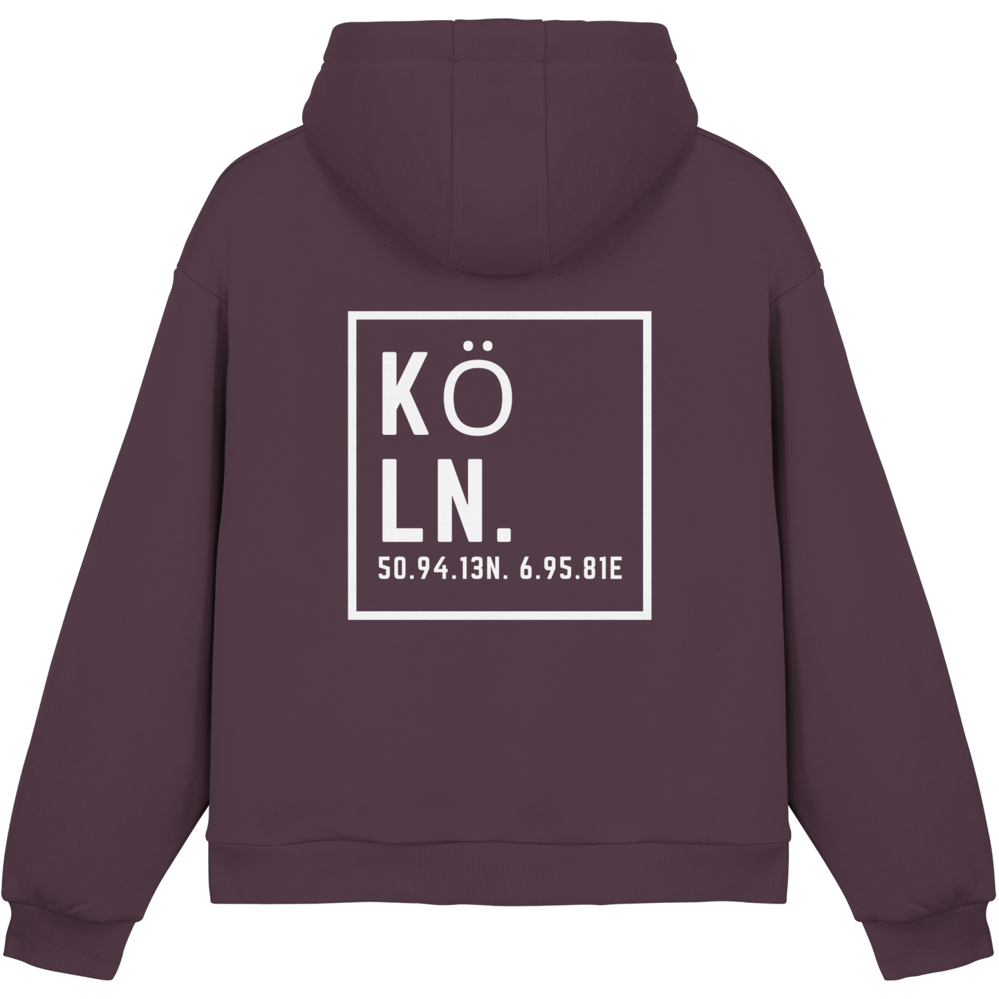 Köln Koordinaten (großer Druck auf dem Rücken) - Fluffy Boxcut Hoodie