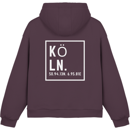 Köln Koordinaten (großer Druck auf dem Rücken) - Fluffy Boxcut Hoodie