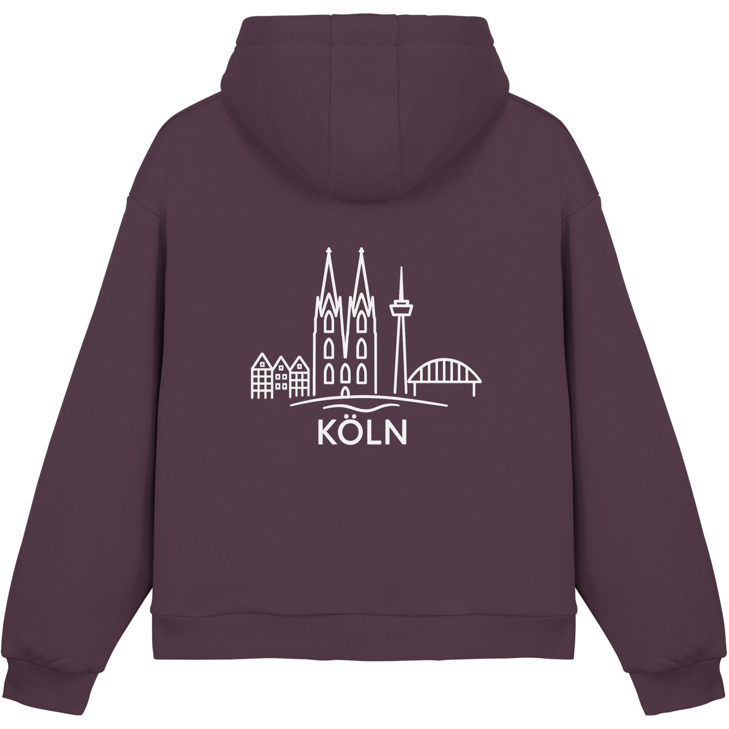 Köln Skyline (großer Druck auf dem Rücken) - Fluffy Boxcut Hoodie