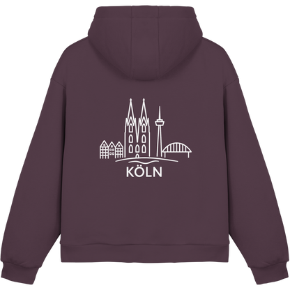 Köln Skyline (großer Druck auf dem Rücken) - Fluffy Boxcut Hoodie