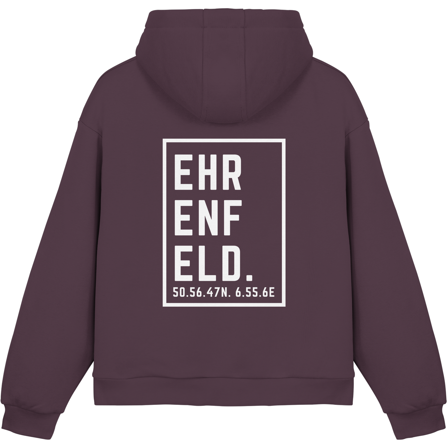 Ehrenfeld Koordinaten (großer Druck auf dem Rücken) - Fluffy Boxcut Hoodie