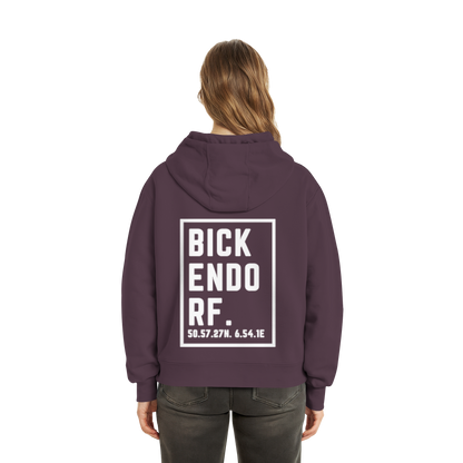 Bickendorf Koordinaten (großer Druck auf dem Rücken) - Fluffy Boxcut Hoodie