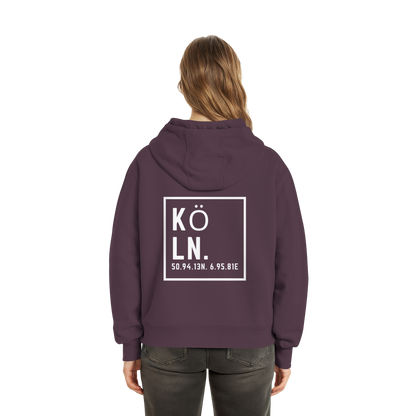 Köln Koordinaten (großer Druck auf dem Rücken) - Fluffy Boxcut Hoodie