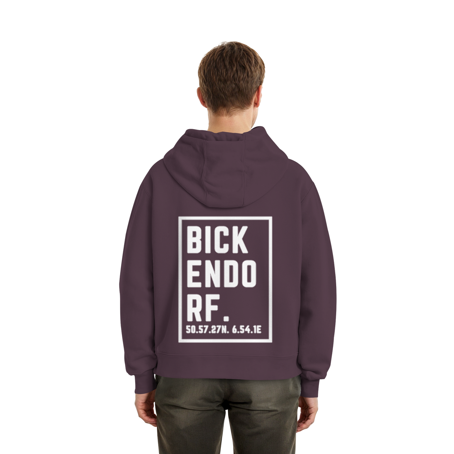 Bickendorf Koordinaten (großer Druck auf dem Rücken) - Fluffy Boxcut Hoodie