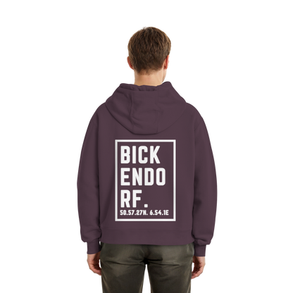 Bickendorf Koordinaten (großer Druck auf dem Rücken) - Fluffy Boxcut Hoodie
