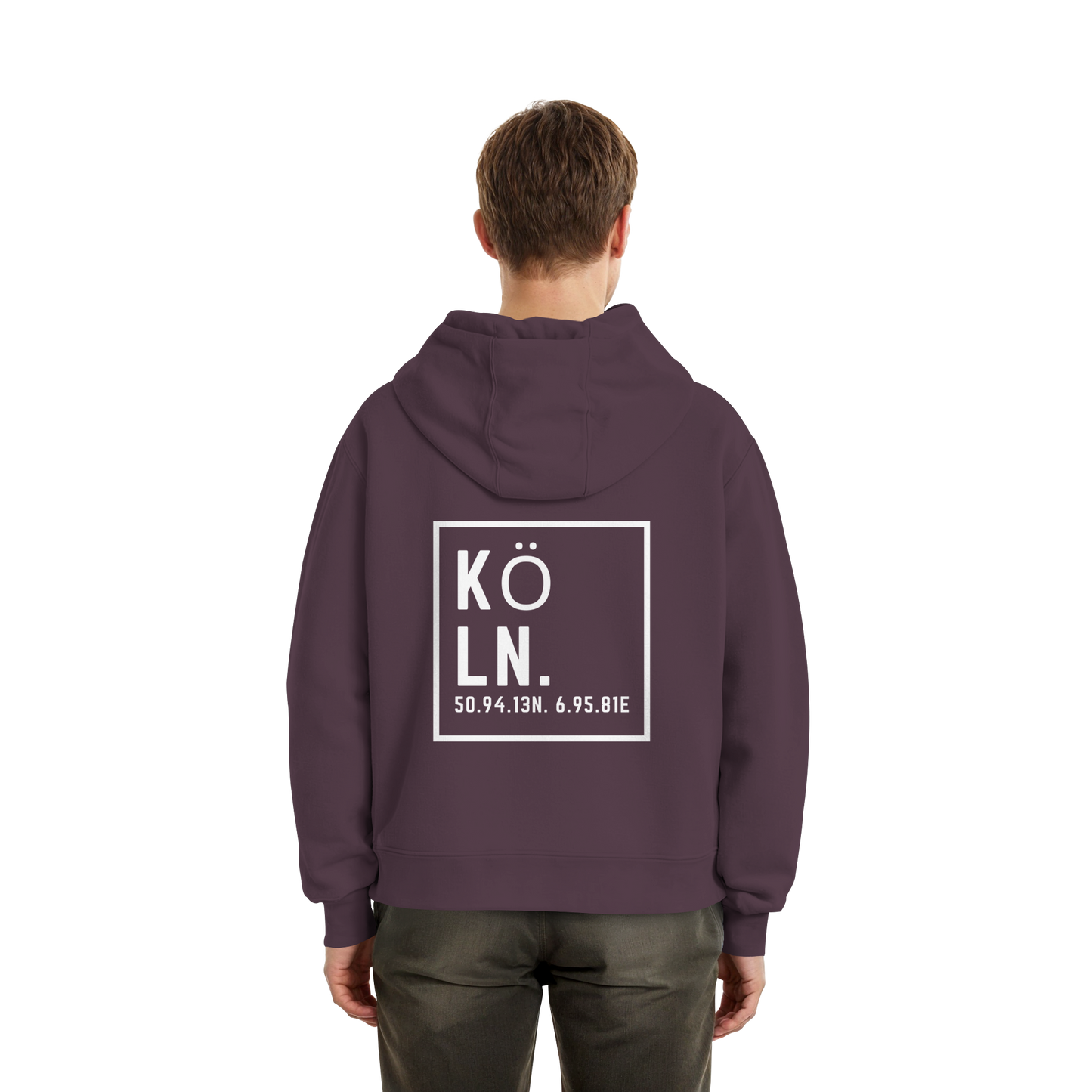 Köln Koordinaten (großer Druck auf dem Rücken) - Fluffy Boxcut Hoodie