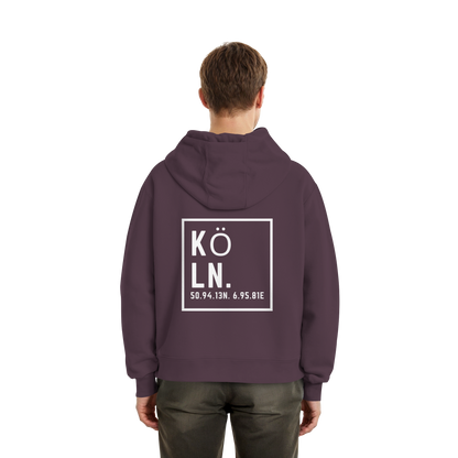 Köln Koordinaten (großer Druck auf dem Rücken) - Fluffy Boxcut Hoodie