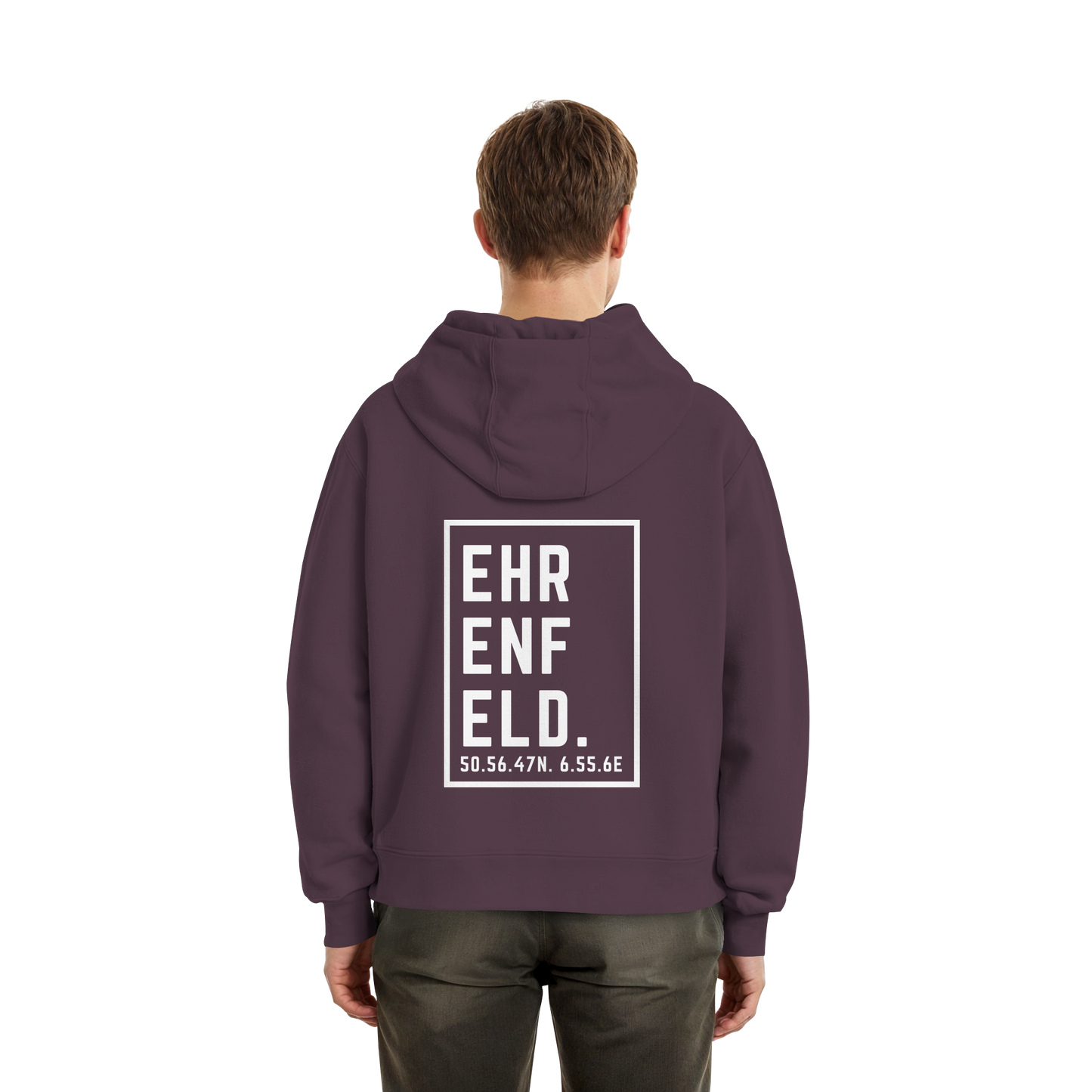 Ehrenfeld Koordinaten (großer Druck auf dem Rücken) - Fluffy Boxcut Hoodie