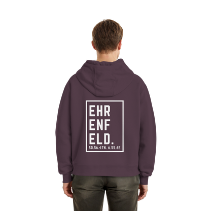 Ehrenfeld Koordinaten (großer Druck auf dem Rücken) - Fluffy Boxcut Hoodie