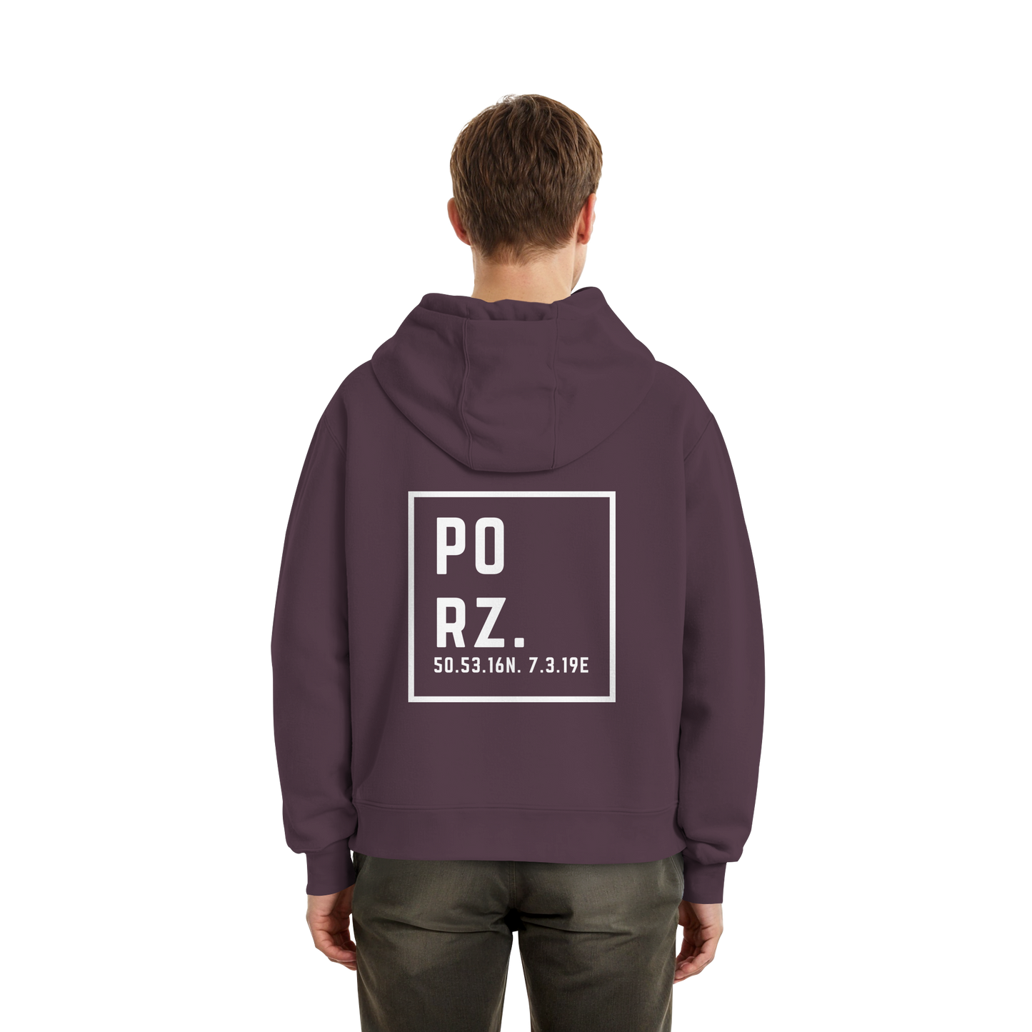 Porz Koordinaten (großer Druck Rücken) - Fluffy Boxcut Hoodie