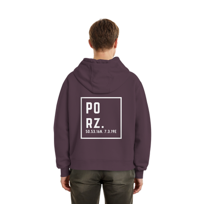 Porz Koordinaten (großer Druck Rücken) - Fluffy Boxcut Hoodie