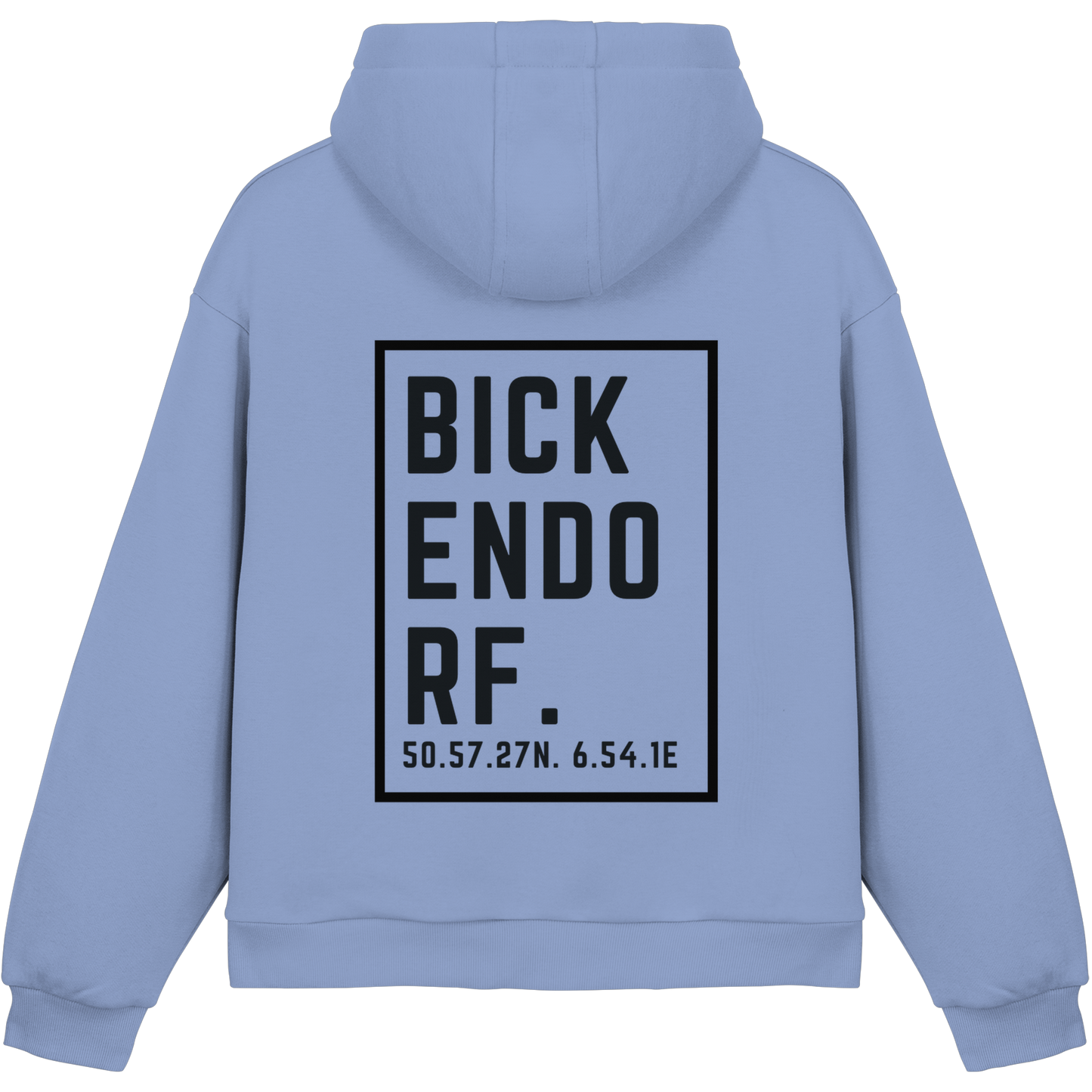 Bickendorf Koordinaten (großer Druck auf dem Rücken) - Fluffy Boxcut Hoodie