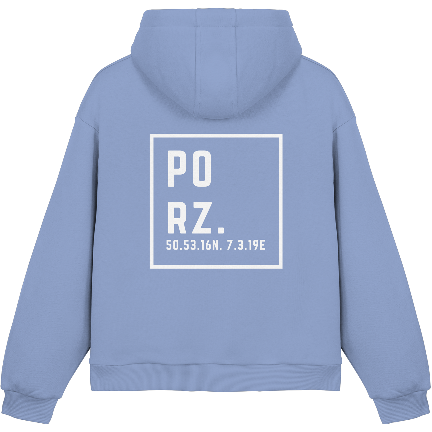Porz Koordinaten (großer Druck Rücken) - Fluffy Boxcut Hoodie