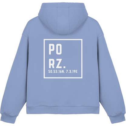 Porz Koordinaten (großer Druck Rücken) - Fluffy Boxcut Hoodie