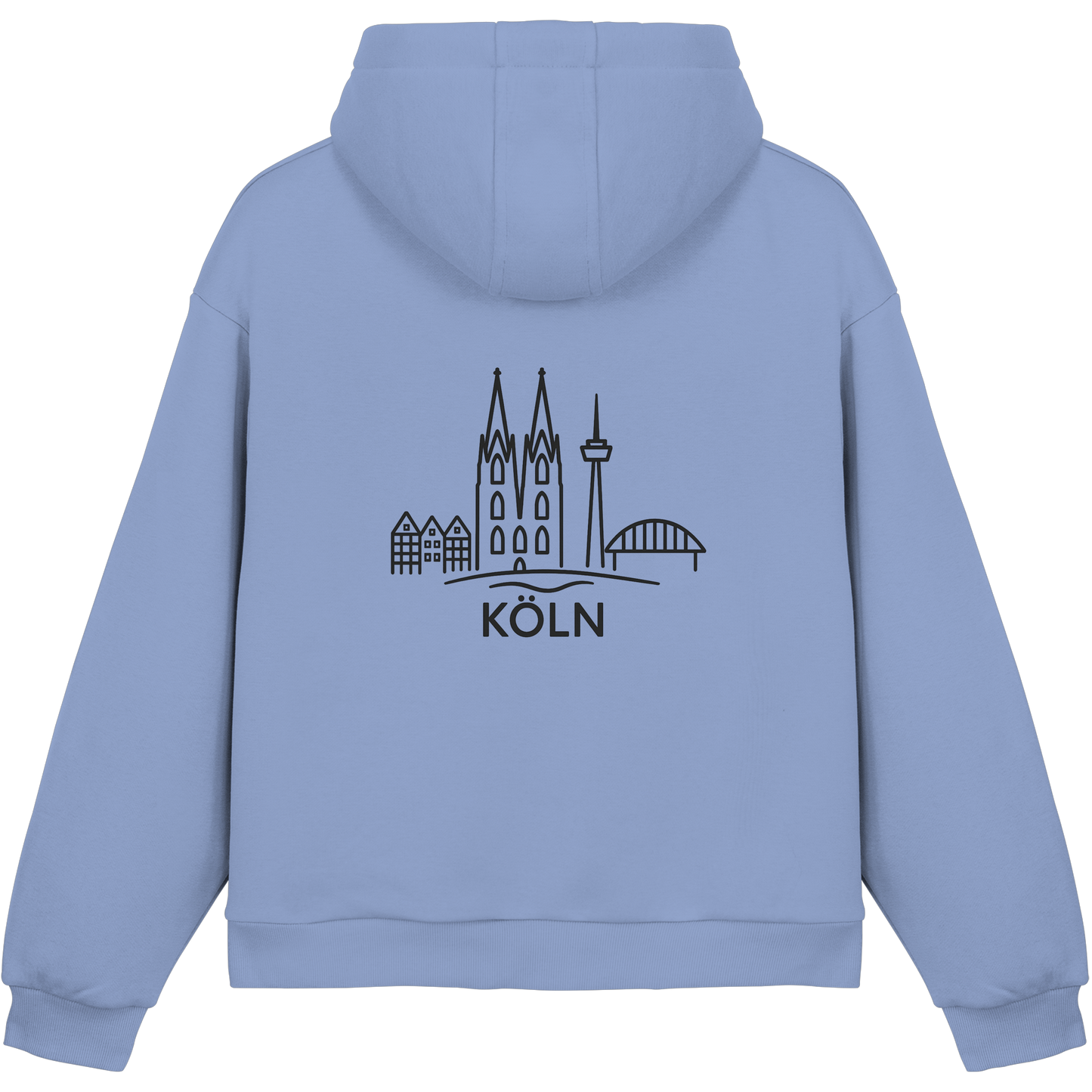 Köln Skyline (großer Druck auf dem Rücken) - Fluffy Boxcut Hoodie