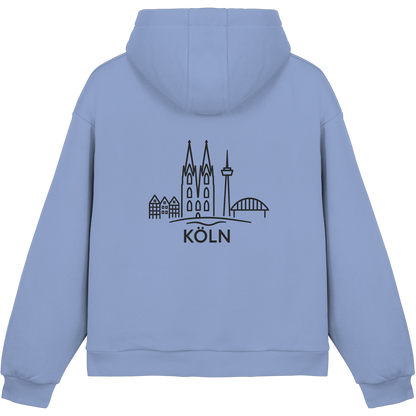 Köln Skyline (großer Druck auf dem Rücken) - Fluffy Boxcut Hoodie