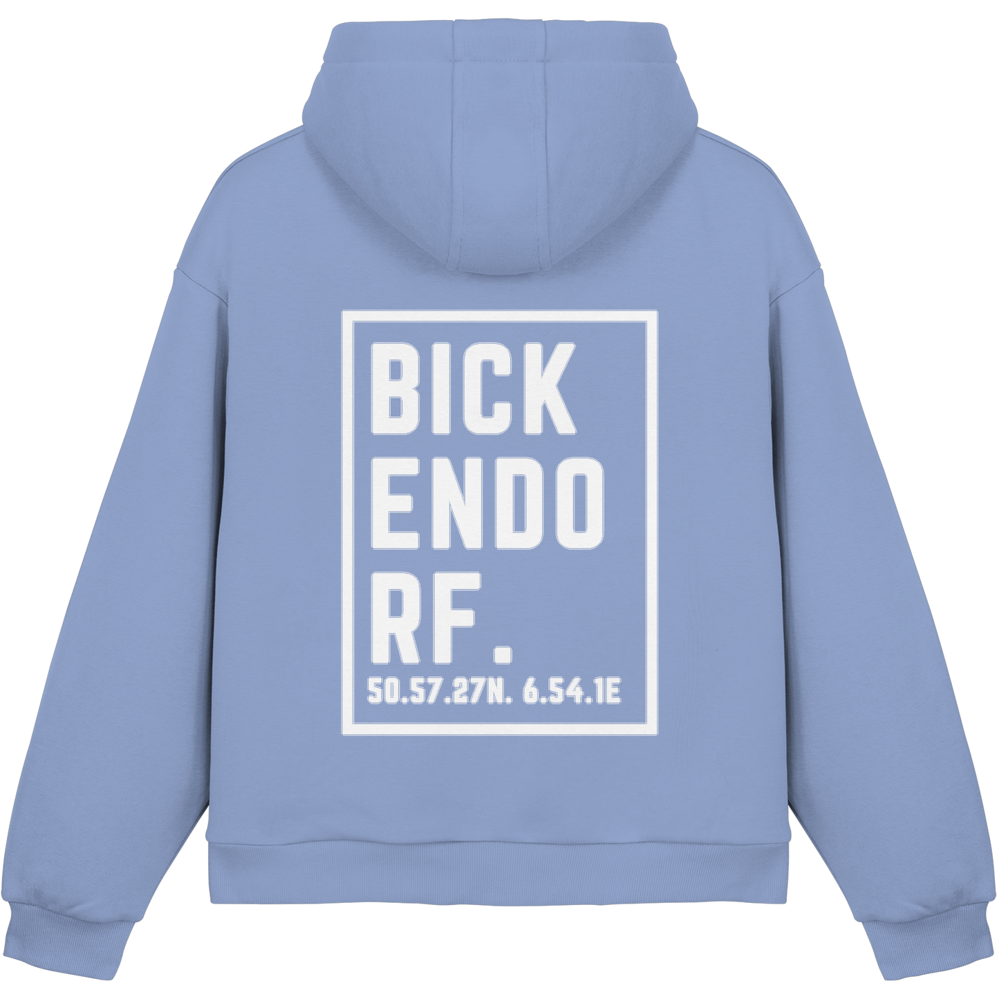 Bickendorf Koordinaten (großer Druck auf dem Rücken) - Fluffy Boxcut Hoodie