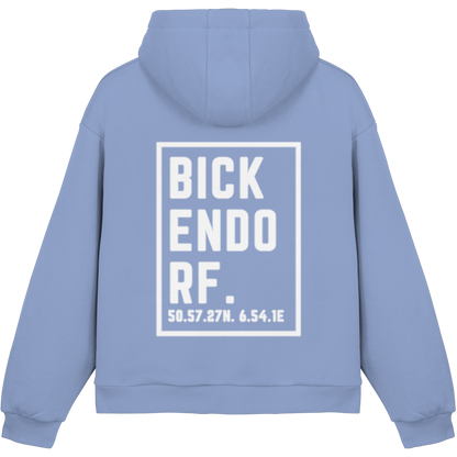 Bickendorf Koordinaten (großer Druck auf dem Rücken) - Fluffy Boxcut Hoodie