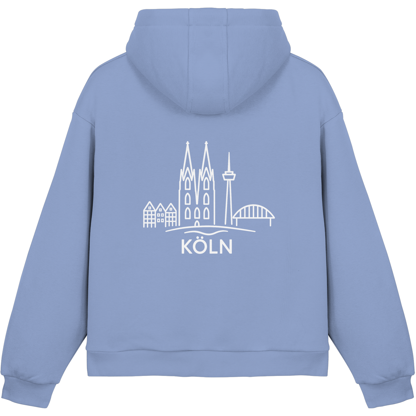 Köln Skyline (großer Druck auf dem Rücken) - Fluffy Boxcut Hoodie