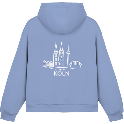 Köln Skyline (großer Druck auf dem Rücken) - Fluffy Boxcut Hoodie