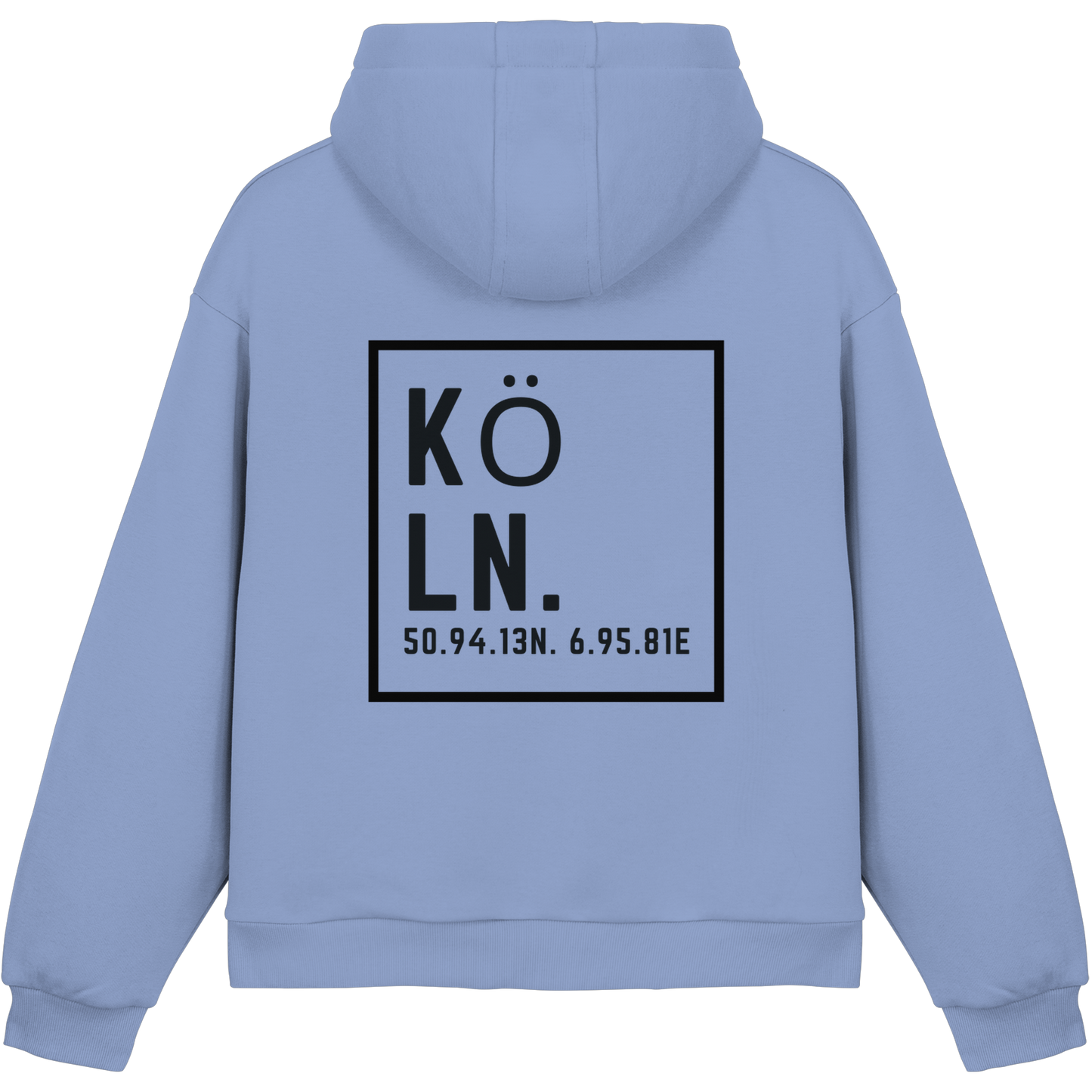 Köln Koordinaten (großer Druck auf dem Rücken) - Fluffy Boxcut Hoodie