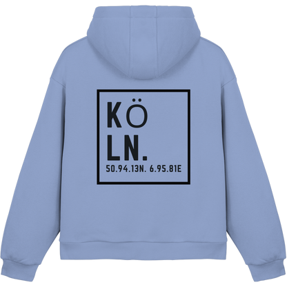 Köln Koordinaten (großer Druck auf dem Rücken) - Fluffy Boxcut Hoodie
