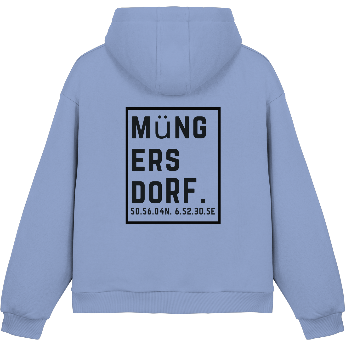 Müngersdorf Koordinaten (großer Druck auf dem Rücken) - Fluffy Boxcut Hoodie