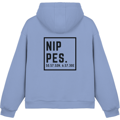 Nippes Koordinaten (großer Druck auf dem Rücken) - Fluffy Boxcut Hoodie