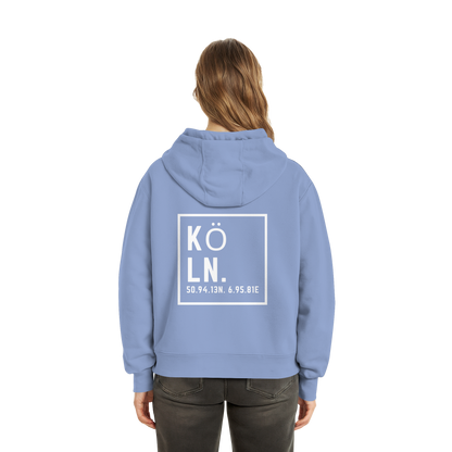 Köln Koordinaten (großer Druck auf dem Rücken) - Fluffy Boxcut Hoodie