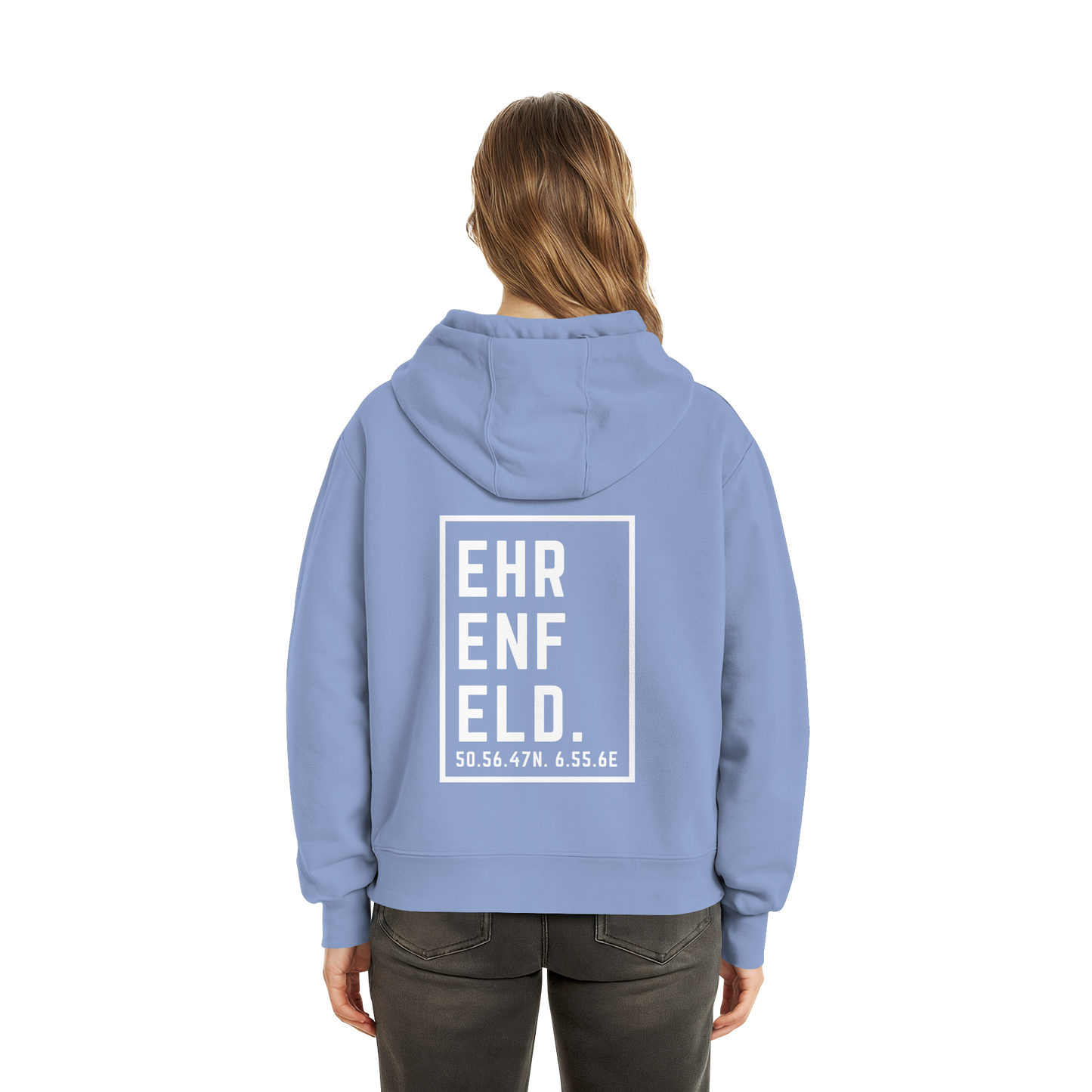 Ehrenfeld Koordinaten (großer Druck auf dem Rücken) - Fluffy Boxcut Hoodie