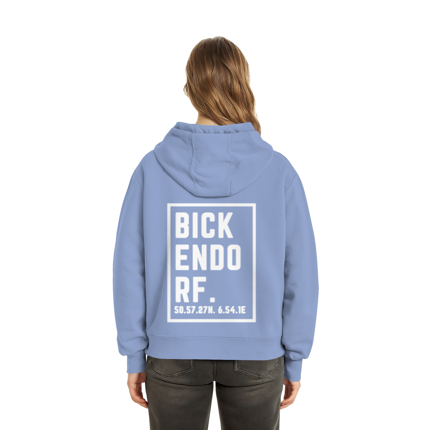 Bickendorf Koordinaten (großer Druck auf dem Rücken) - Fluffy Boxcut Hoodie