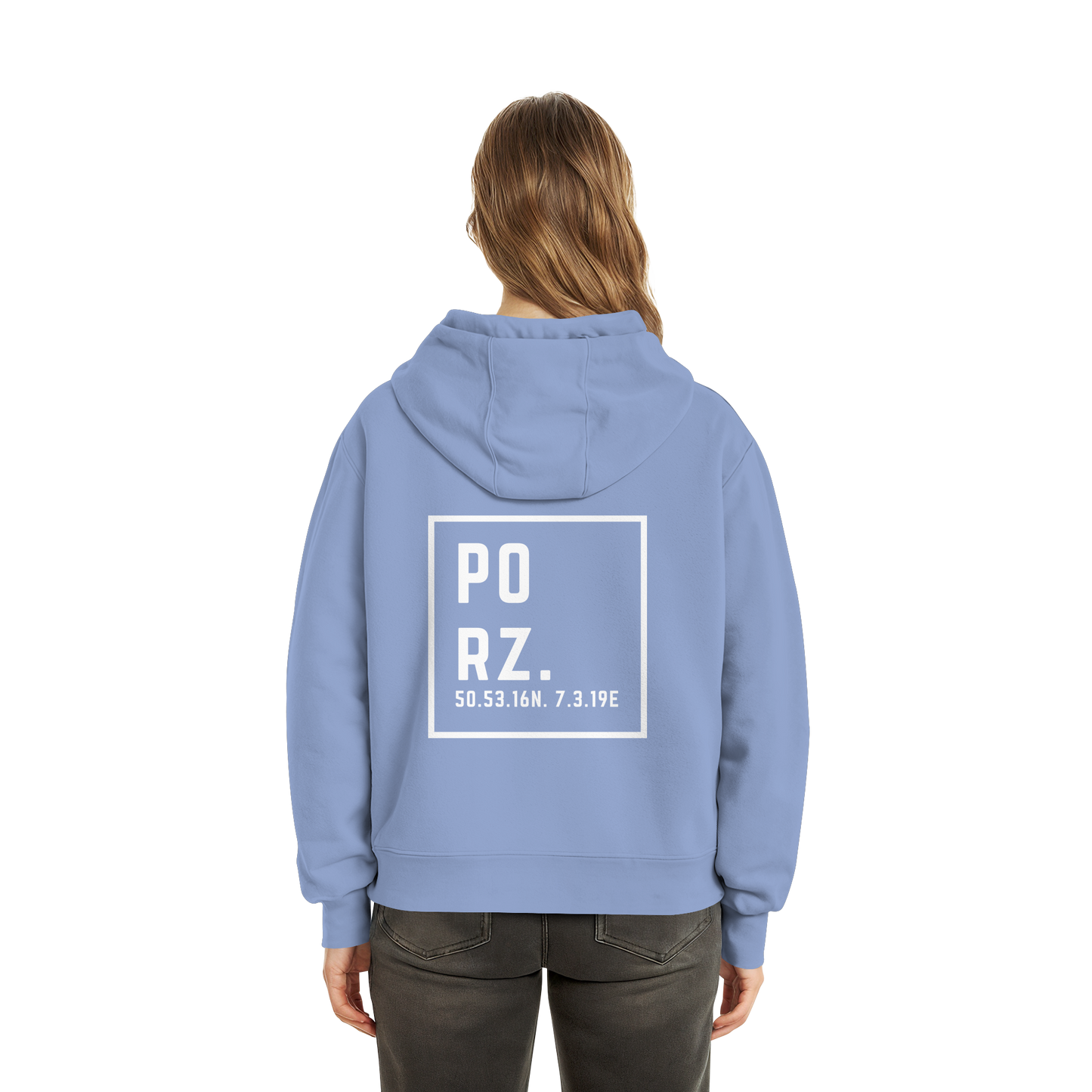 Porz Koordinaten (großer Druck Rücken) - Fluffy Boxcut Hoodie