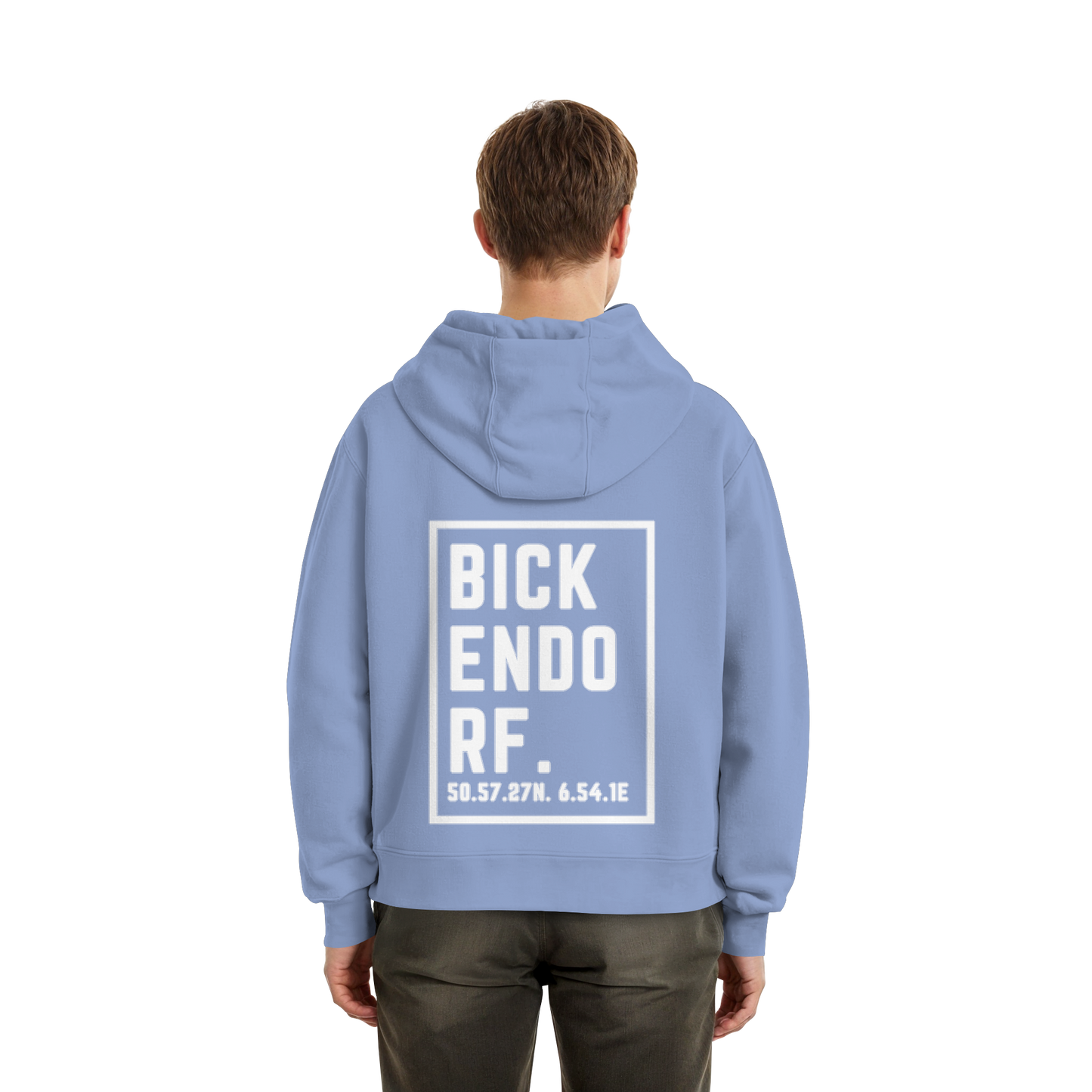Bickendorf Koordinaten (großer Druck auf dem Rücken) - Fluffy Boxcut Hoodie