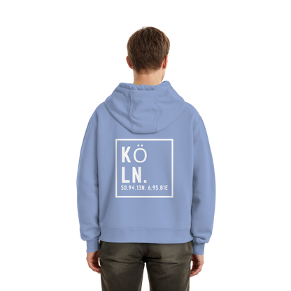 Köln Koordinaten (großer Druck auf dem Rücken) - Fluffy Boxcut Hoodie