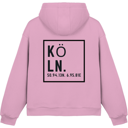 Köln Koordinaten (großer Druck auf dem Rücken) - Fluffy Boxcut Hoodie