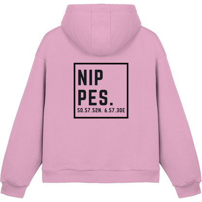 Nippes Koordinaten (großer Druck auf dem Rücken) - Fluffy Boxcut Hoodie