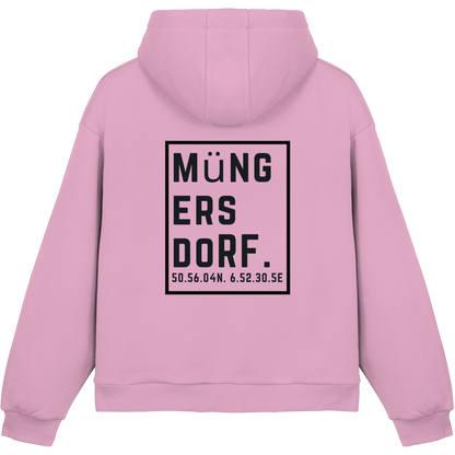 Müngersdorf Koordinaten (großer Druck auf dem Rücken) - Fluffy Boxcut Hoodie