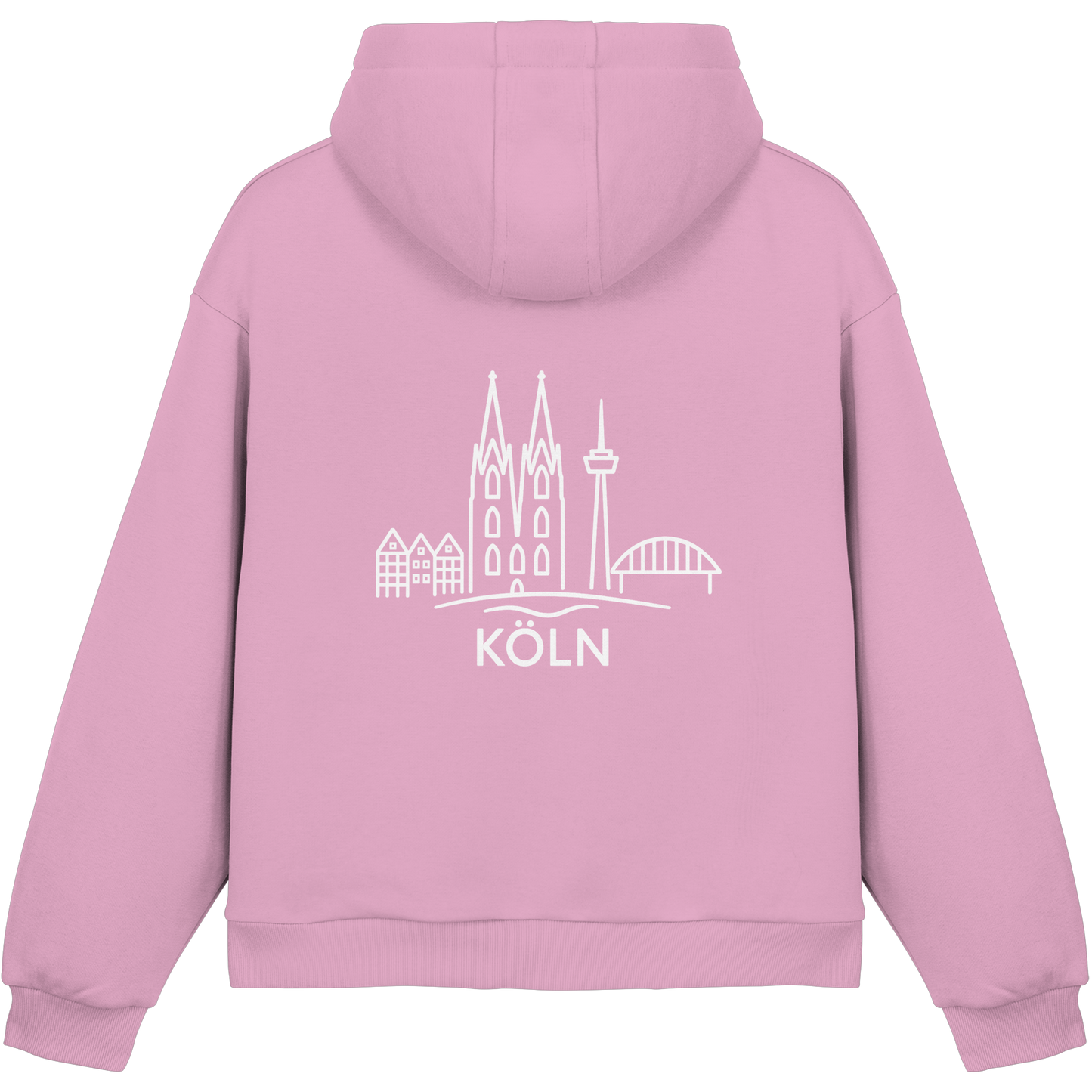 Köln Skyline (großer Druck auf dem Rücken) - Fluffy Boxcut Hoodie