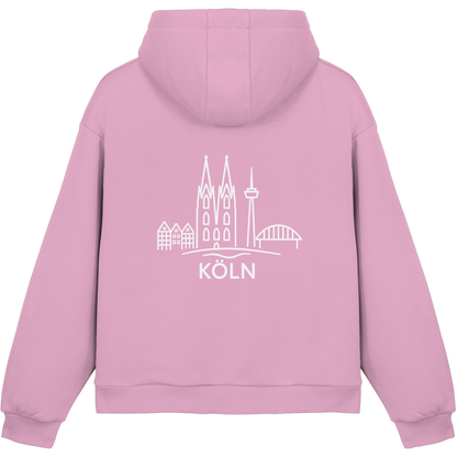 Köln Skyline (großer Druck auf dem Rücken) - Fluffy Boxcut Hoodie