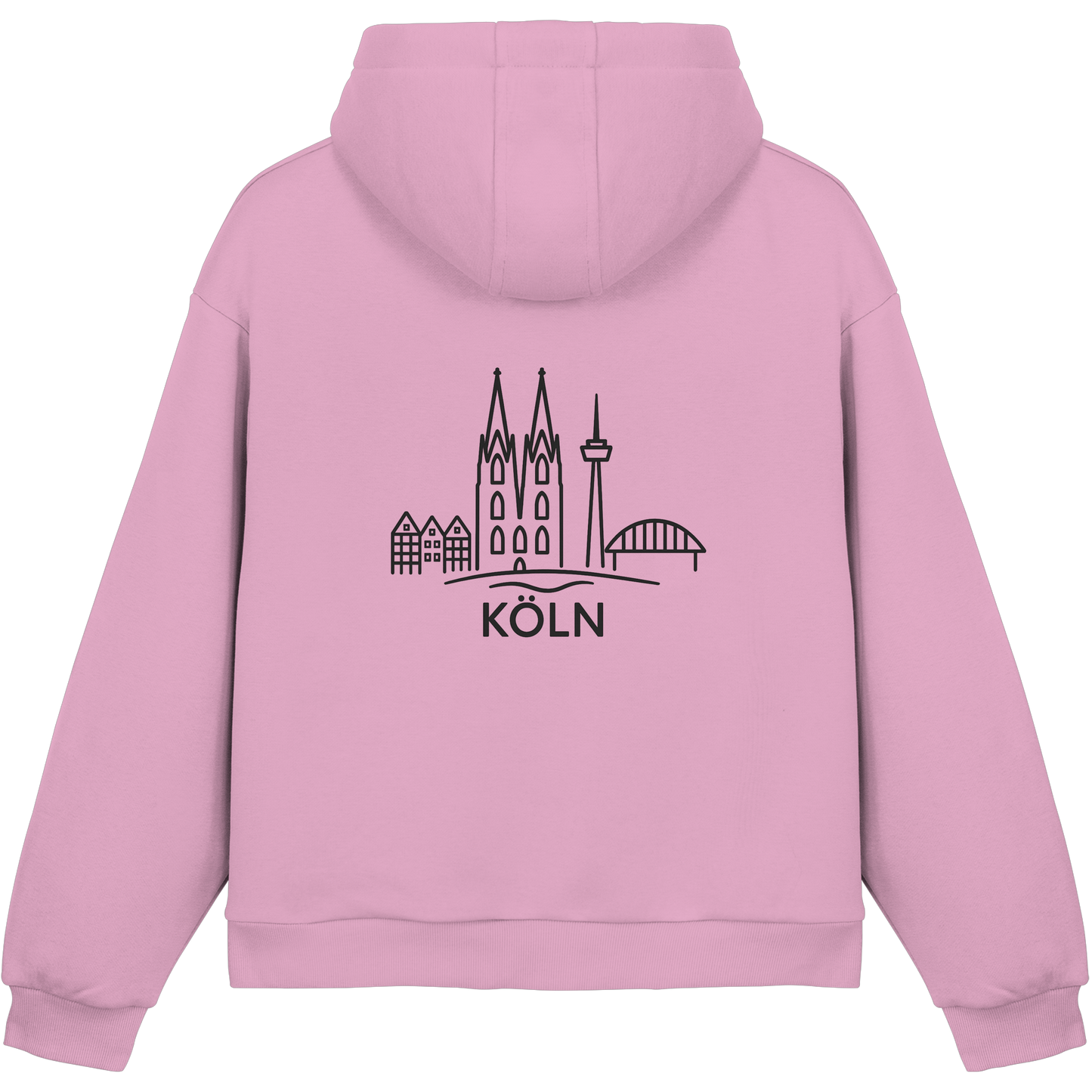 Köln Skyline (großer Druck auf dem Rücken) - Fluffy Boxcut Hoodie