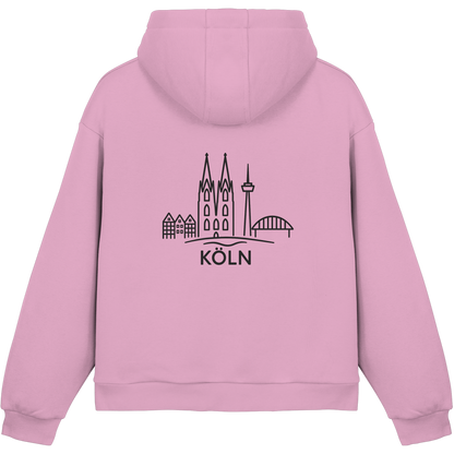 Köln Skyline (großer Druck auf dem Rücken) - Fluffy Boxcut Hoodie