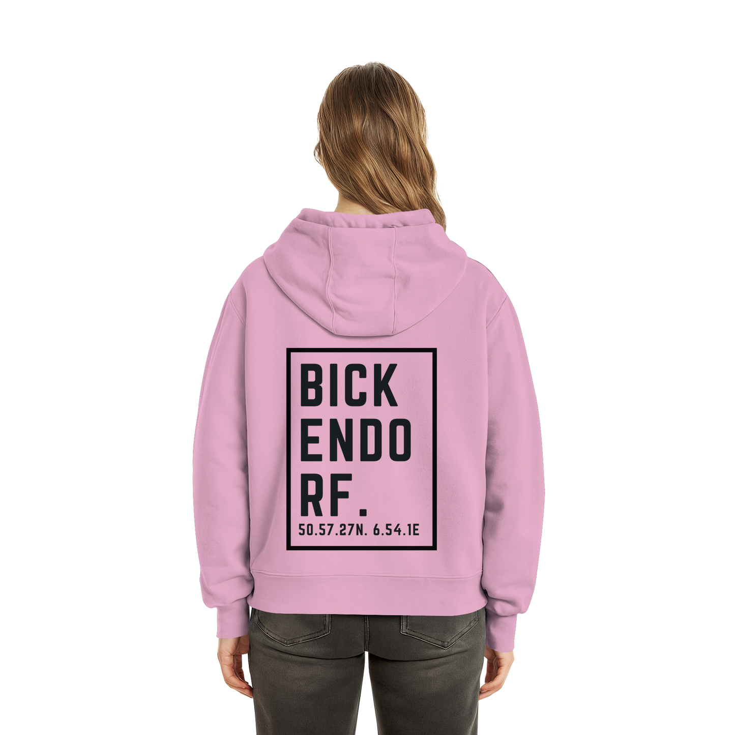 Bickendorf Koordinaten (großer Druck auf dem Rücken) - Fluffy Boxcut Hoodie