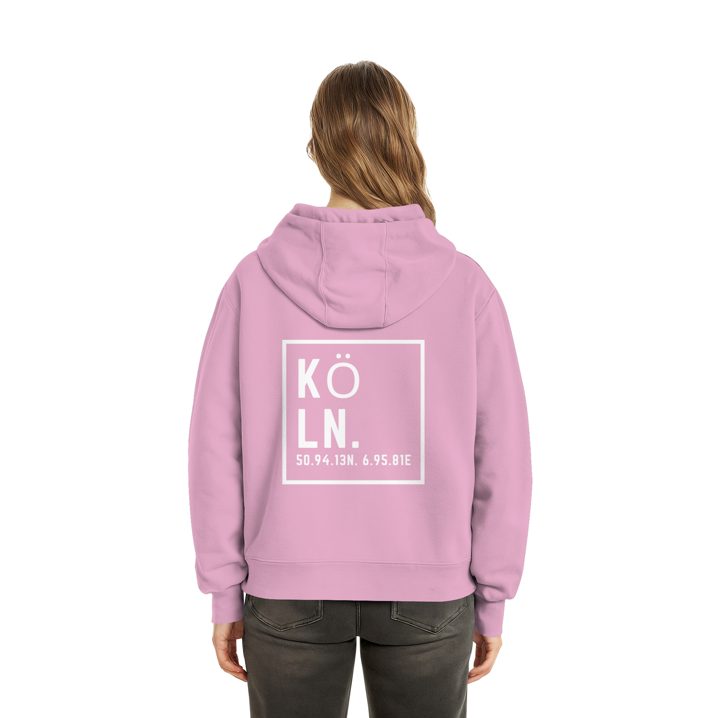 Köln Koordinaten (großer Druck auf dem Rücken) - Fluffy Boxcut Hoodie