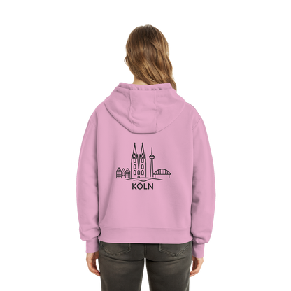 Köln Skyline (großer Druck auf dem Rücken) - Fluffy Boxcut Hoodie