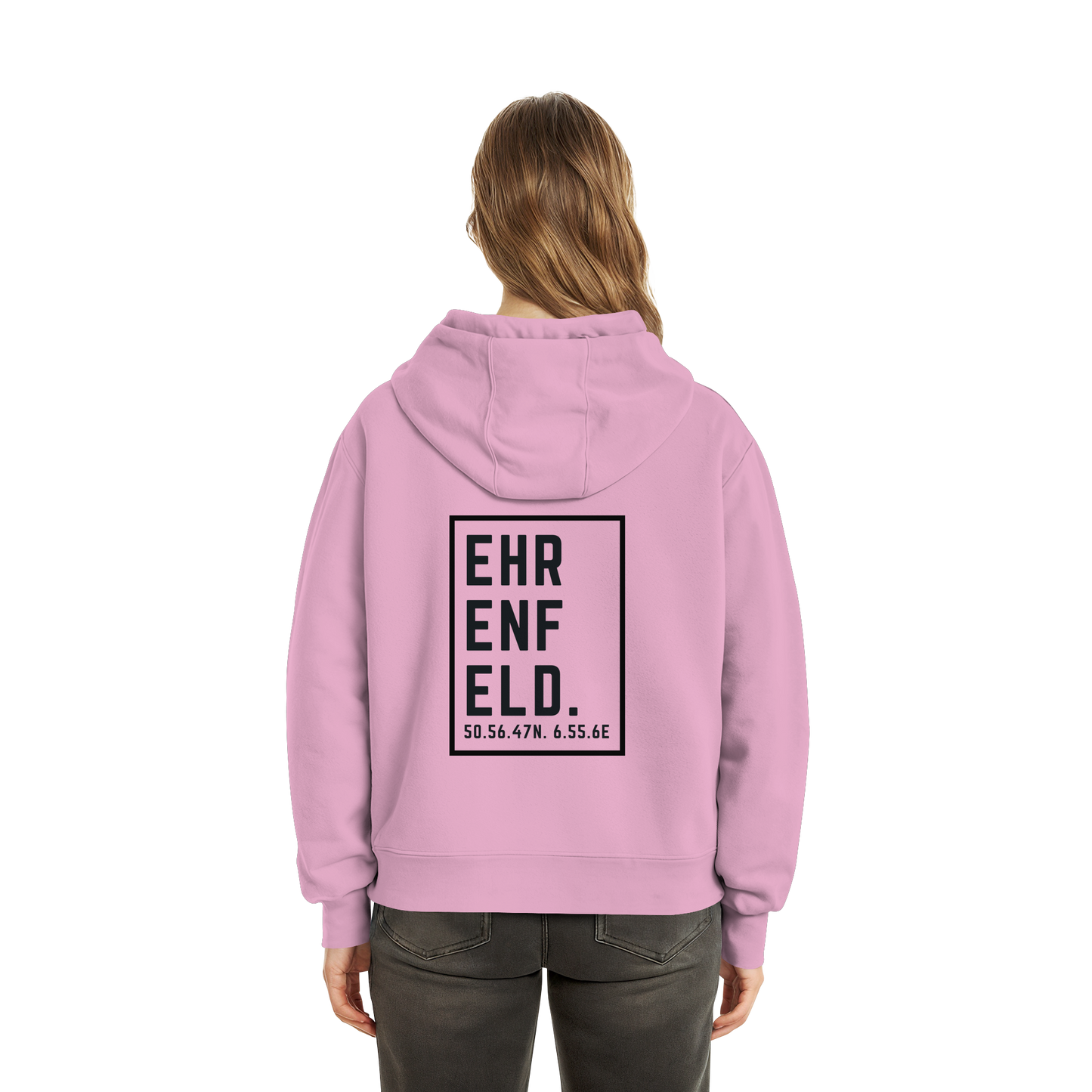 Ehrenfeld Koordinaten (großer Druck auf dem Rücken) - Fluffy Boxcut Hoodie